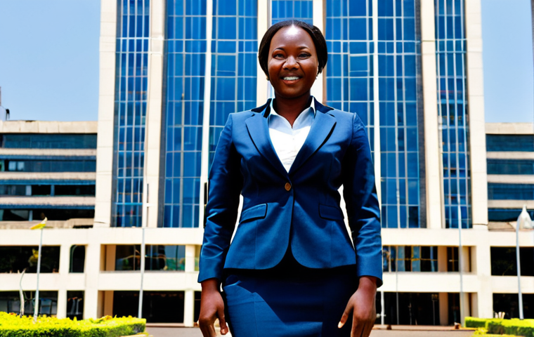 Nairobi Business District**
"A professional Kenyan woman in a modest, tailored business suit, standing confidently in front of a modern office building in Nairobi's business district, fully clothed, appropriate attire, safe for work, perfect anatomy, correct proportions, natural pose, professional photography, bright daylight, high quality, well-formed hands, proper finger count, natural body proportions, family-friendly, appropriate content."
**