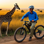 케냐에서 자전거 여행하기 - **

A cyclist, fully clothed in modest outdoor apparel (khaki pants, long-sleeved shirt, helmet), ri...
